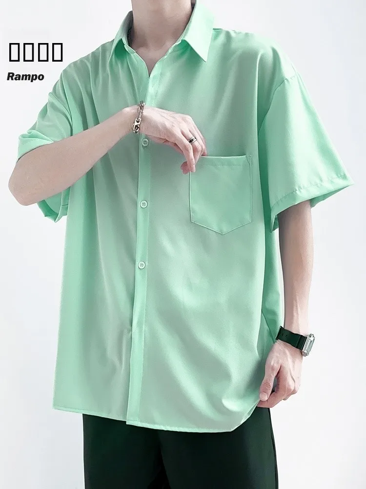 

Trendy Anti-Wrinkle Short Sleeve Shirt Men Women Summer Casual Versatile Couple's Shirt Coat Loose Fit Polyester Fiber