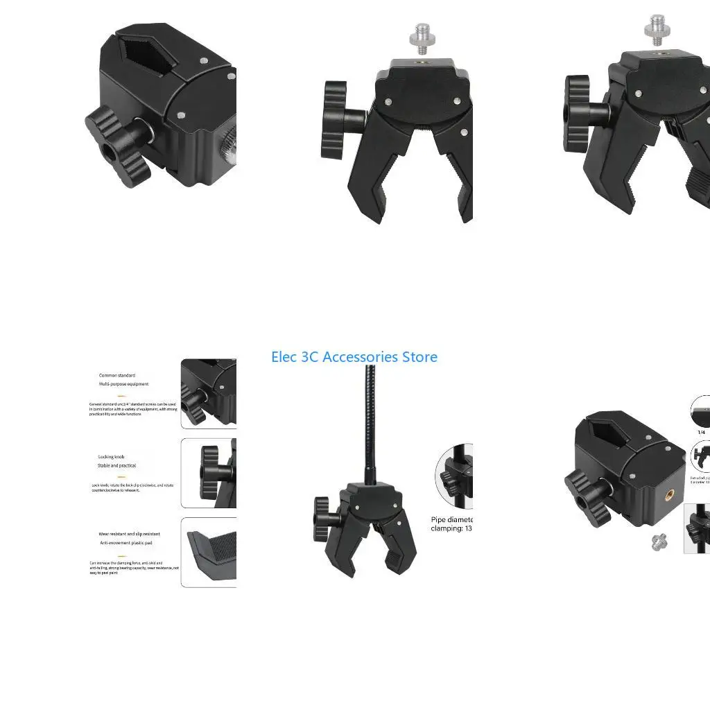 Y51A Plastic Mounting Clamp Compatible 15 45mm Tubes Camera Live Streaming Accessory