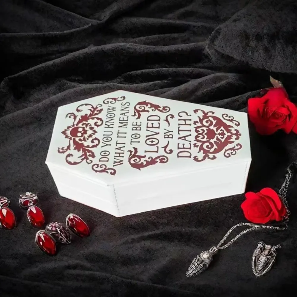 Gotische Sarg-Schmuckbox, Samt-Displaybox, Halloween-Geschenkverpackung, Aufbewahrungsbox für Schmuckstücke, eleganter tragbarer Schmuck-Organizer – Detail 7