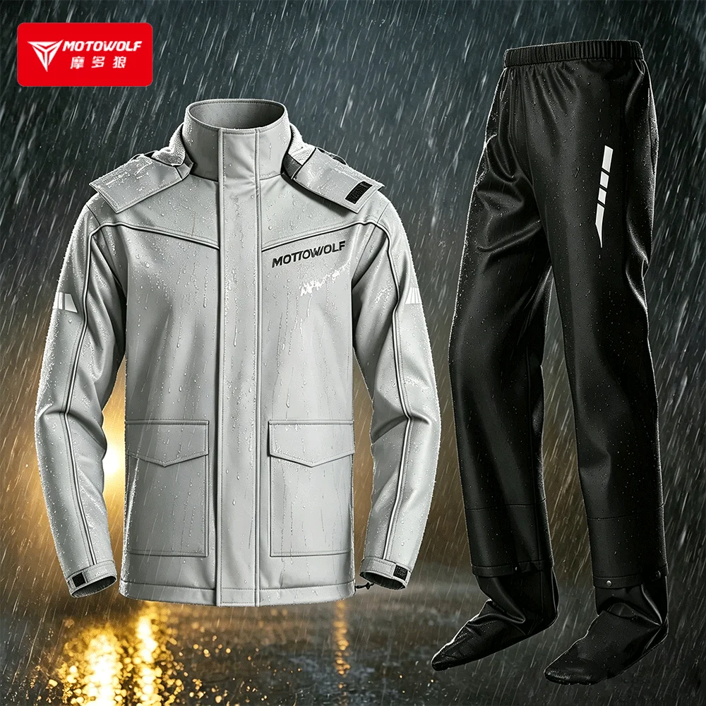 

Waterproof Motorcycle Raincoat Lightweight Breathable Motorbike Split-Type Raincoat Jacket Pants Rain Cover for Biker Rider