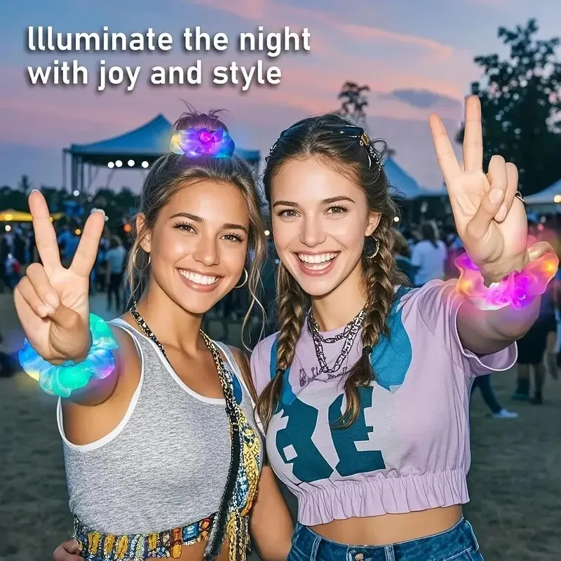 LED توهج كبير السجق الشعر التعادل DIY ليلة ضوء عقال لامعة يهتف هيرباند مرونة إكسسوارات الشعر لديكور حفلة عيد الميلاد #5