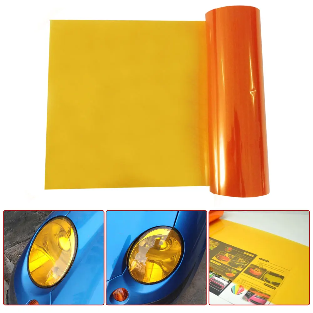 1Pc Car Light  Amber Orange Headlight Taillight Fog Light Film PVC Vinyl Film Cover Protective Stickers Car Exterior Accessories