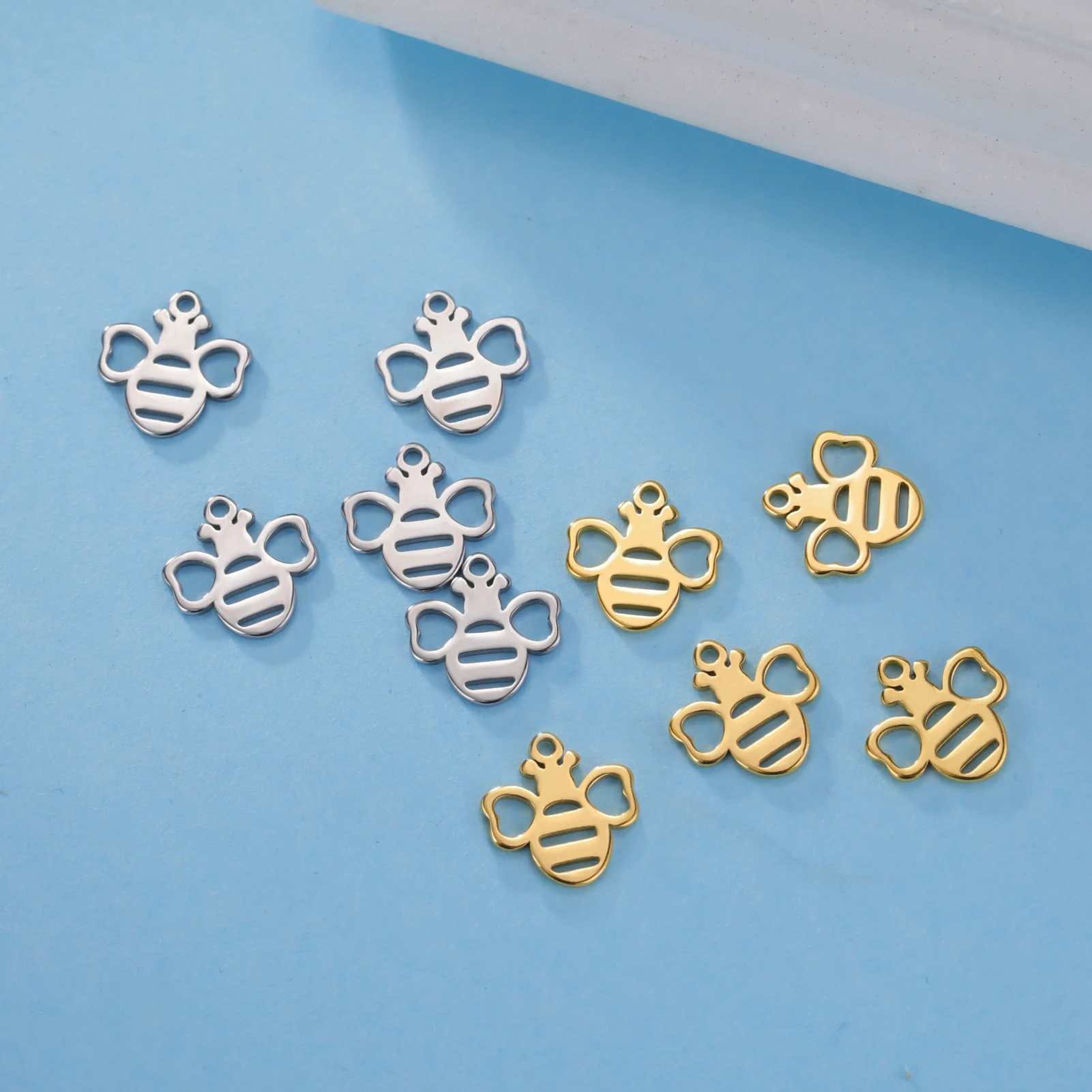EUEAVAN 5pcs Animal Stainless Steel Charms Cat Butterfly Paw Dragonfly Fish Tail DIY Pendant Necklace Jewelry Making Accessories