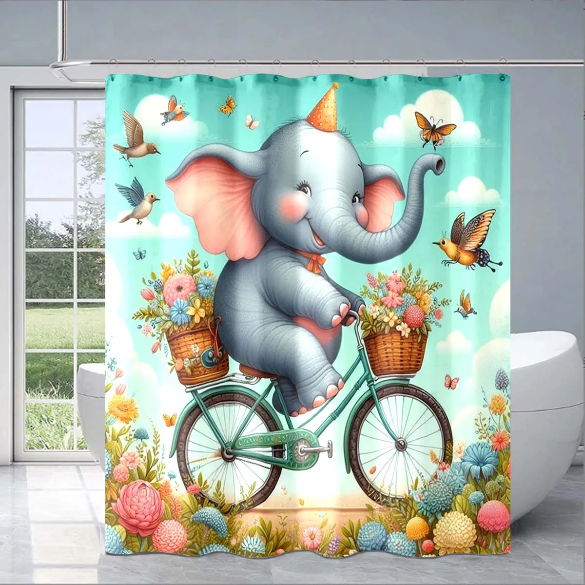 Cute Cartoon Dumbo Exquisite Shower Curtain Adult Children's Bathroom Fashion Decorative Gift