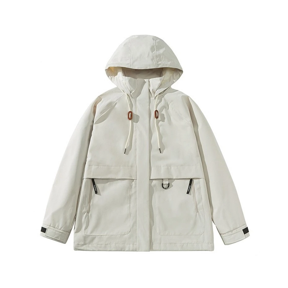 Windbreak Jacket Coat Men Fashion Casual Solid Color Cargo Jackets Male Yellow Outerwear Camping Jacket