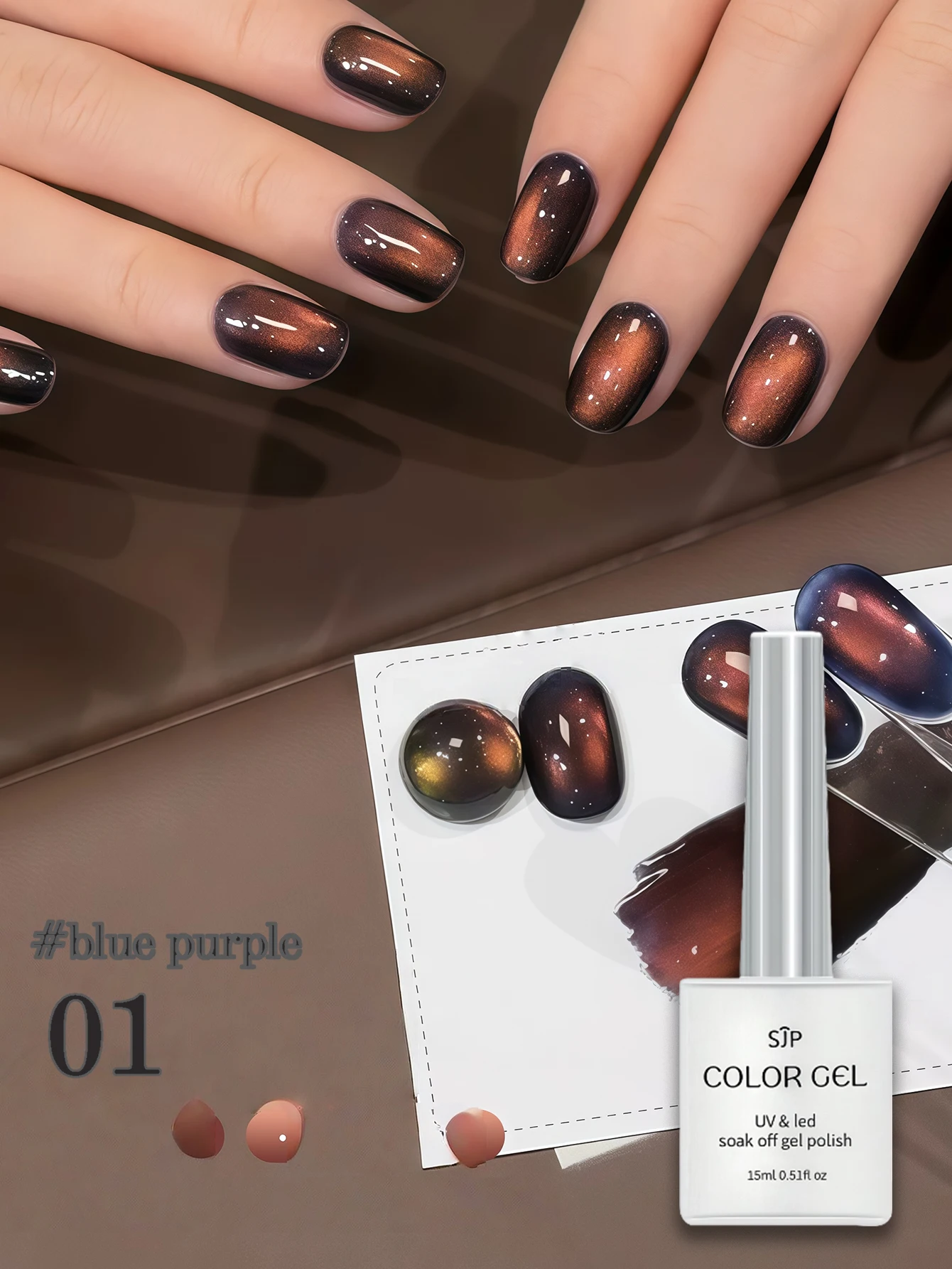 15ML Market Blockbuster Marine Bright Moon Cat Eye Magnetic Gel Dark Blue Flash Immersion UV Gel Nail Enhancement