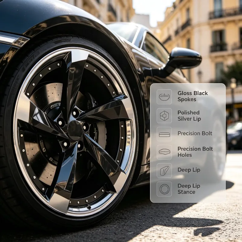 Tailored Gloss Black Forged Wheels 5x114.3 5x112 26 Inch For Porsche For Toyota For Audi B8 Street Wheels Polished Lip