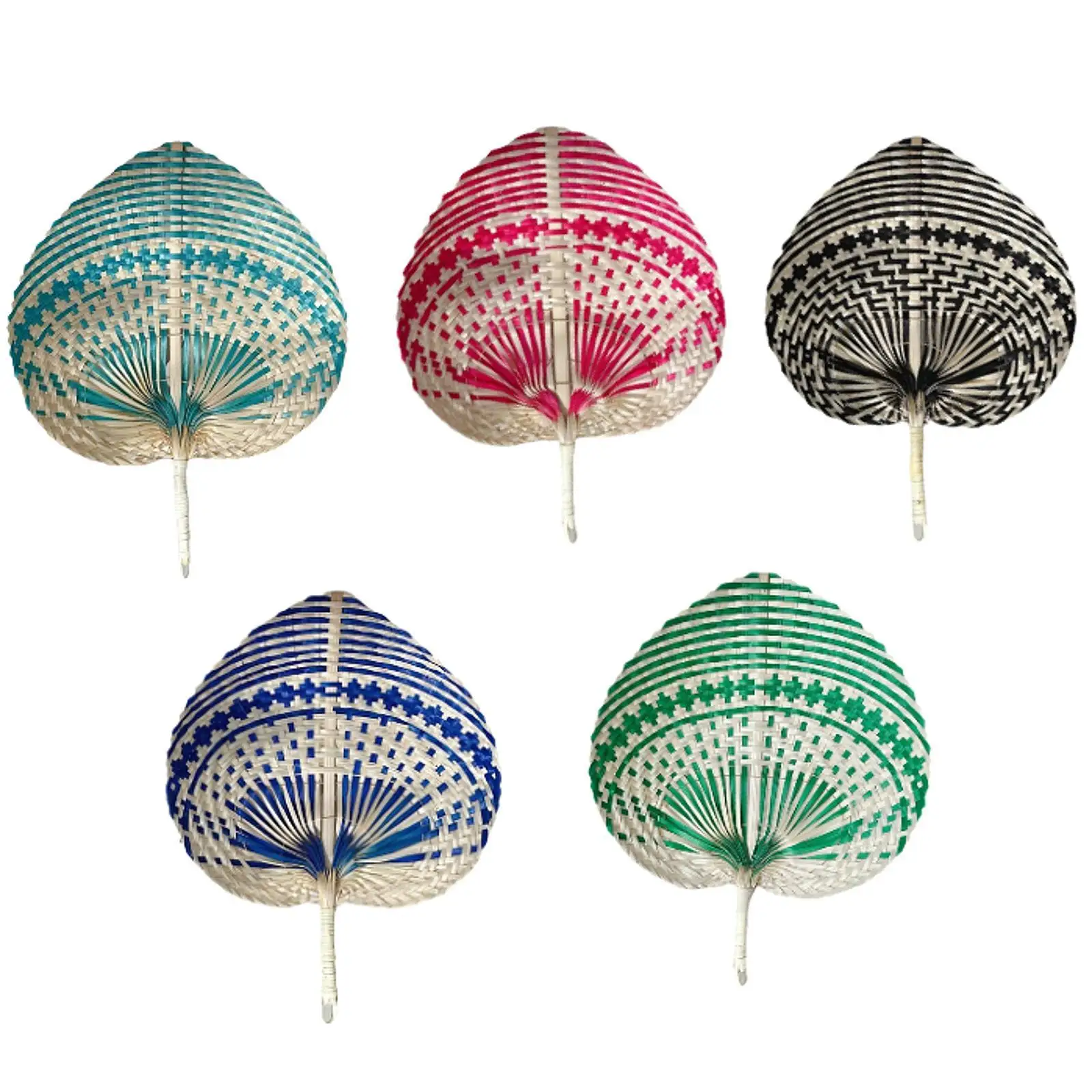

Bamboo Hand Fan Heart Shaped Manual Woven Leaf Fan for Wall Women Table