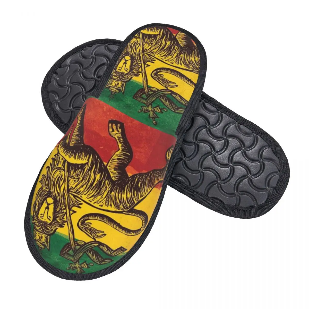 Custom Rasta Flag Lion Of Judah Soft Memory Foam House Slippers Women Jamaica Rastafarian Reggae Comfy Warm Anti-Skid Slipper