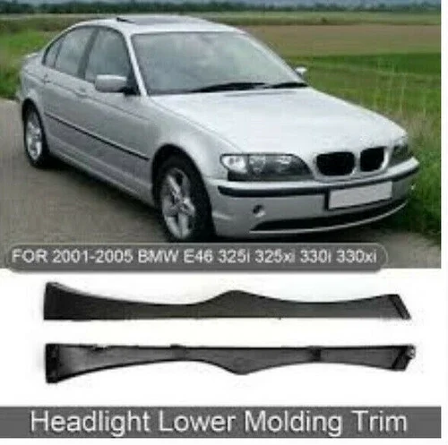 Car Front Head Lamp Upper Molding Filler Trim For BMW E46 4‑Door 2002‑2005 Headlight Eyelid Cover Exterior Replacement Trim Part