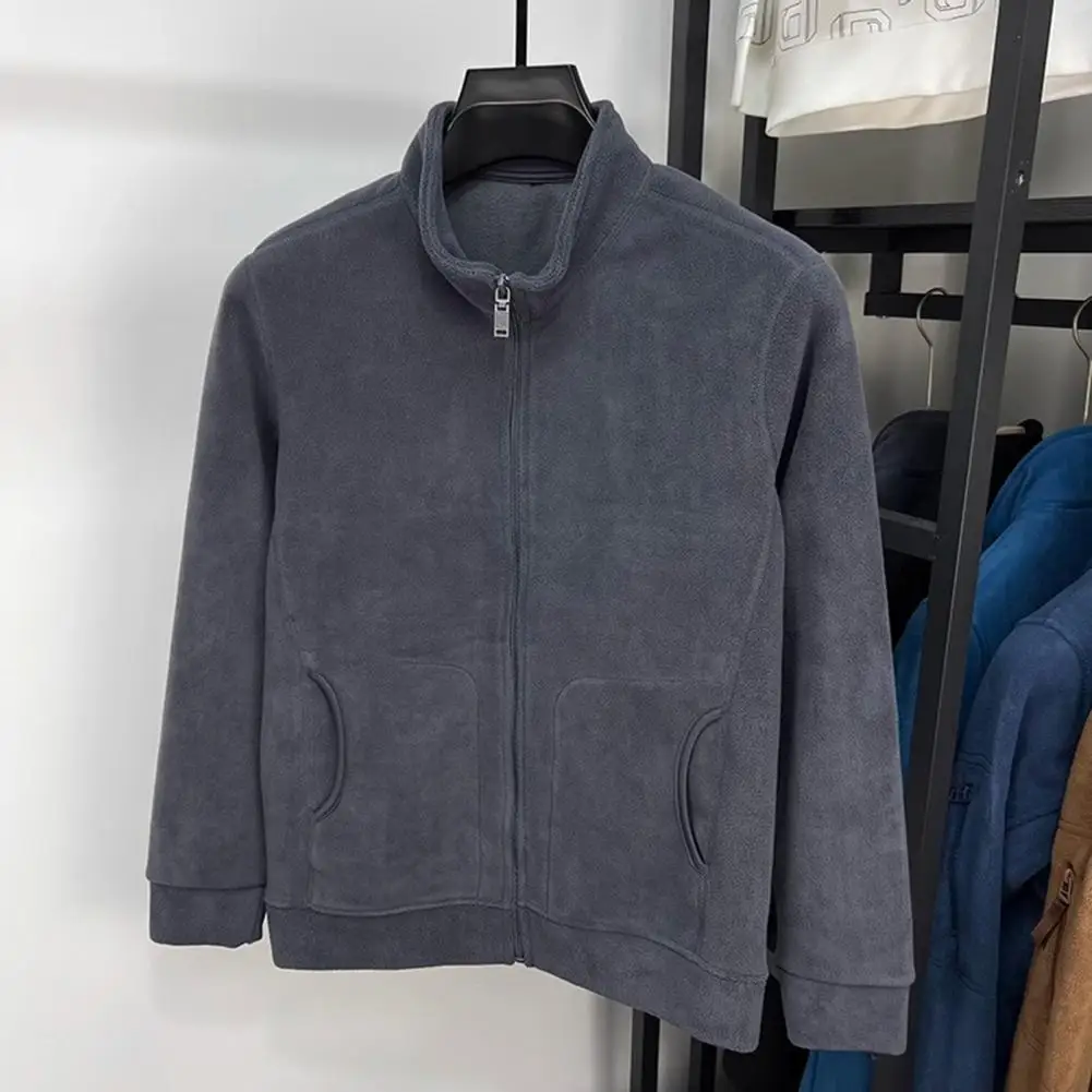 

Прочная мужская куртка, мужская флисовая куртка с воротником-стойкой и карманами на молнии, зимняя утолщенная теплая куртка для холода