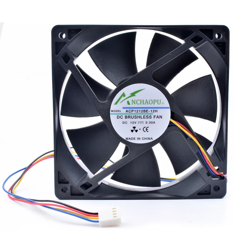 Brand new original ANCHAOPU ACP1212BE-12H 12cm 12025 120mm fan 120x120x25mm DC12V 0.30A 4 line chassis CPU pwm cooling fan