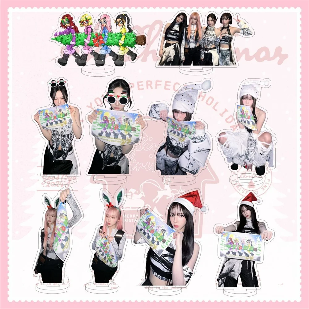 11CM KPOP Idols Christmas Style Stand Figure WINTER NINGNING GISELLE KARINA Double Sides Acrylic Desket Decor Fans Festival Gift