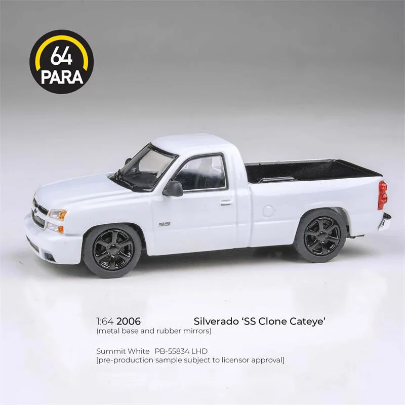 PreSale Para64 1:64 2006 جنرال موتورز SilveradoSS استنساخ Cateye كابينة واحدة يموت الصب نموذج سيارة مجموعة هدايا مصغرة