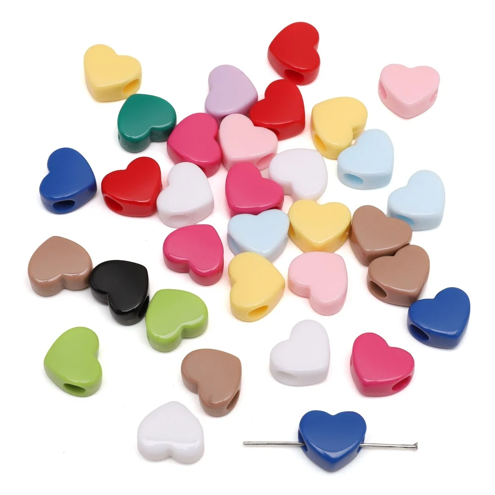 10/30 Stück Acryl Herzperlen mit großem Loch, lose Spacer-Perlen für Schmuckherstellung, DIY Armband, Handykette, Schlüsselanhänger Bastelbedarf – Detail 2