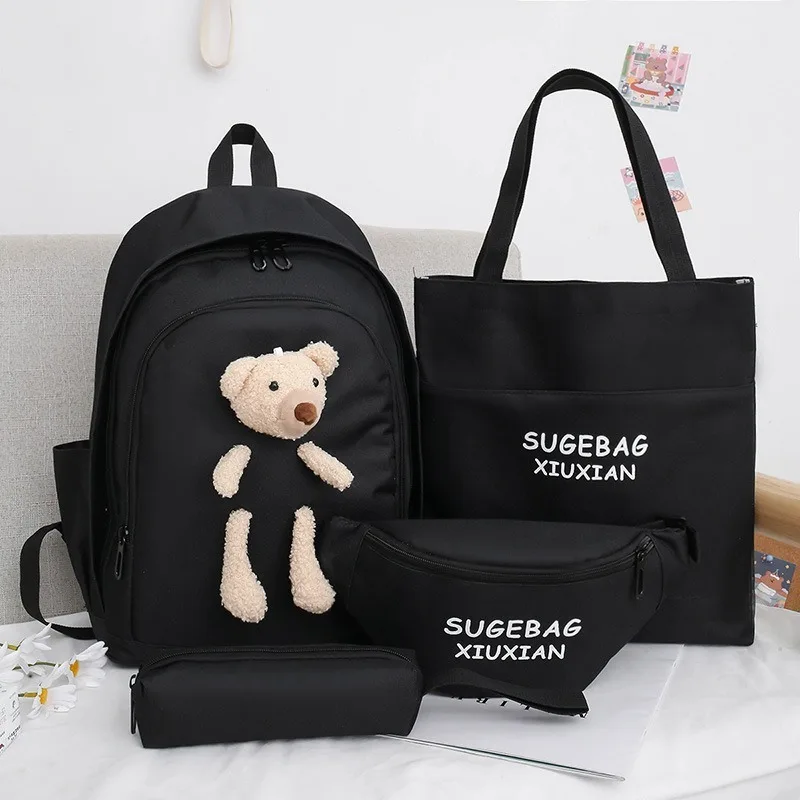 Bear Schoolbag Sets para Meninas, Bolsas, Pacotes de Cintura, Respirável, Impermeável, Grande Capacidade, Viagem de Lazer, Bolsa de Ombro, Mochilas Kawaii