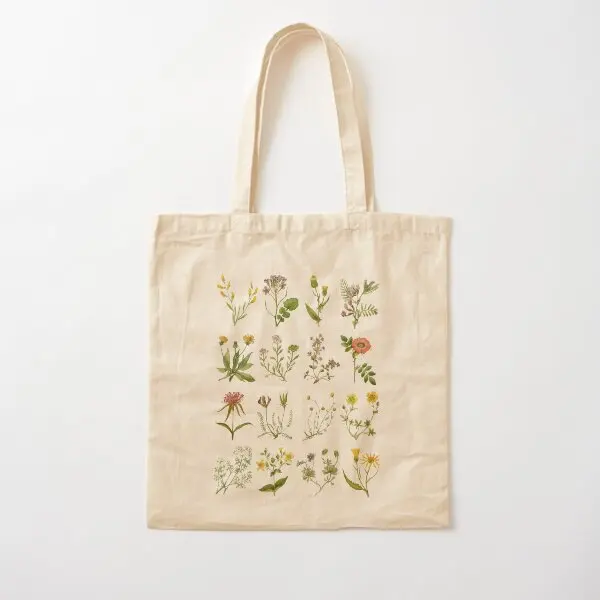

Dainty Vintage Botanical Flower Print Co Bjc Canvas Bag Unisex Handbag Fabric Ladies Tote Grocery Fashion Printed Casual