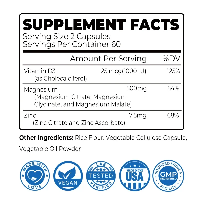 Magnesium Glycinate 500mg - Supports Muscle, Nerve, Joint and Heart Health, Promotes Deep Sleep