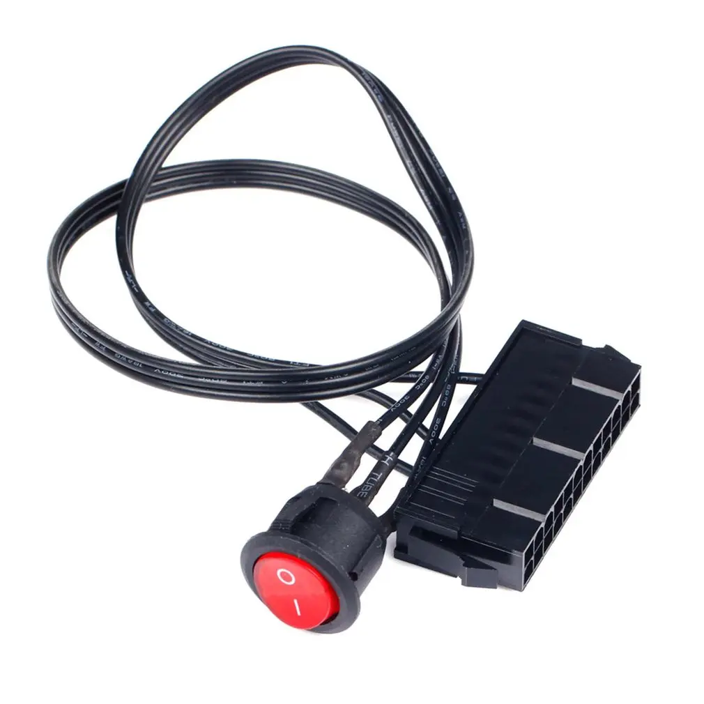 24-Pin Female Tester Start Up Jumper Cable with ON/OFF Switch ATX PSU PC Power Supply Starter 50cm ATX Mining Power Start Switch