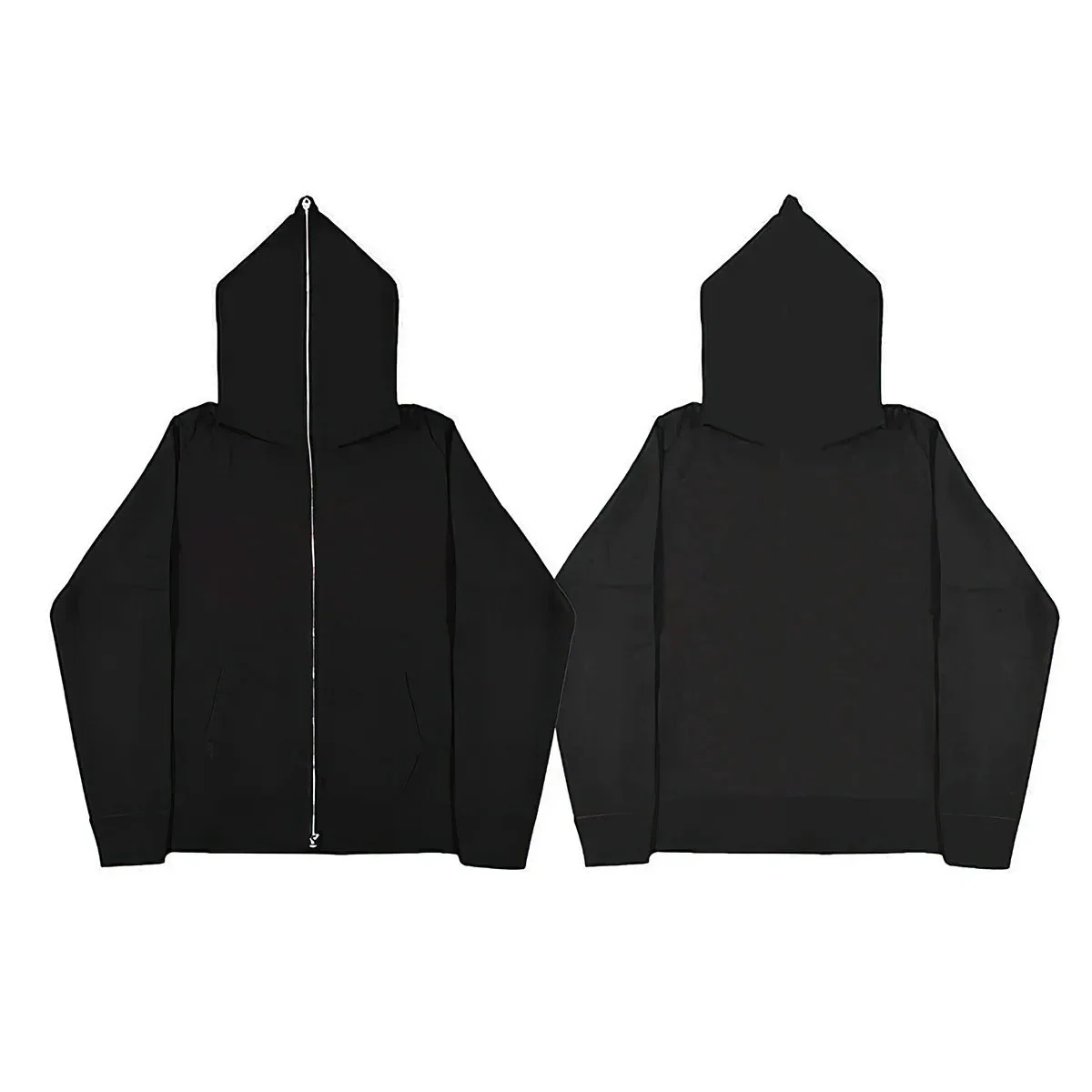 Blank Full Zipper Retro Couple Hip Hop Hoodies&Sweatshirt Loose Oversized Harajuk High Street Men's Women's Streetwear Coat