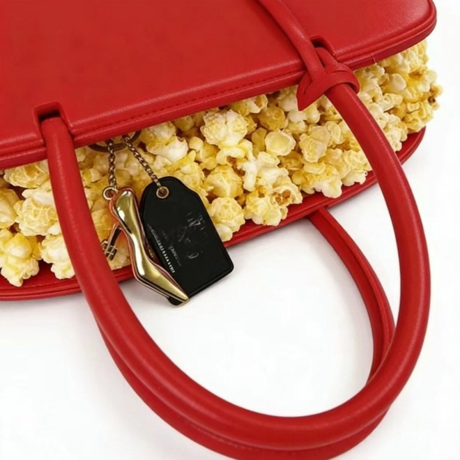 Vintage Boston Tasche mit Anhänger für Damen, einfache Tragetasche aus PU-Leder, tragbare Snack-Tasche für Filmabende und Partys