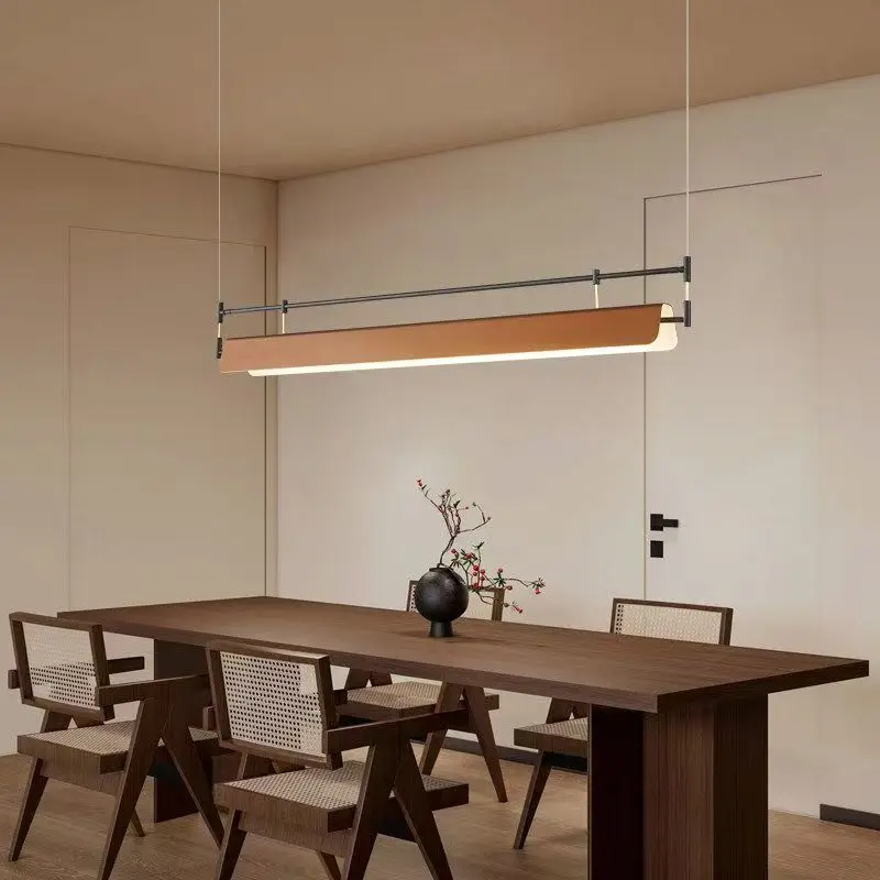 French Retro Restaurant Designer With Antique Style Front Desk Long Island Platform Straight Dining Table Lighting Fixtures
