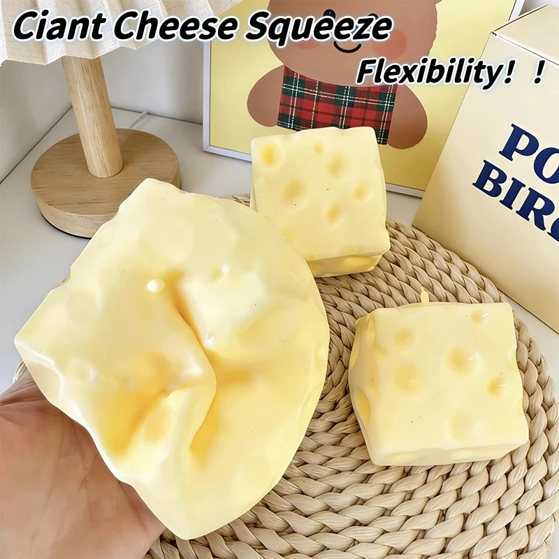 

Jumbo Cheese Cube Squishy Squeeze Fidget Toy Big Cheese Shapeable Non-Bounce Squeeze Toy Adult Sensory Fidget Toys