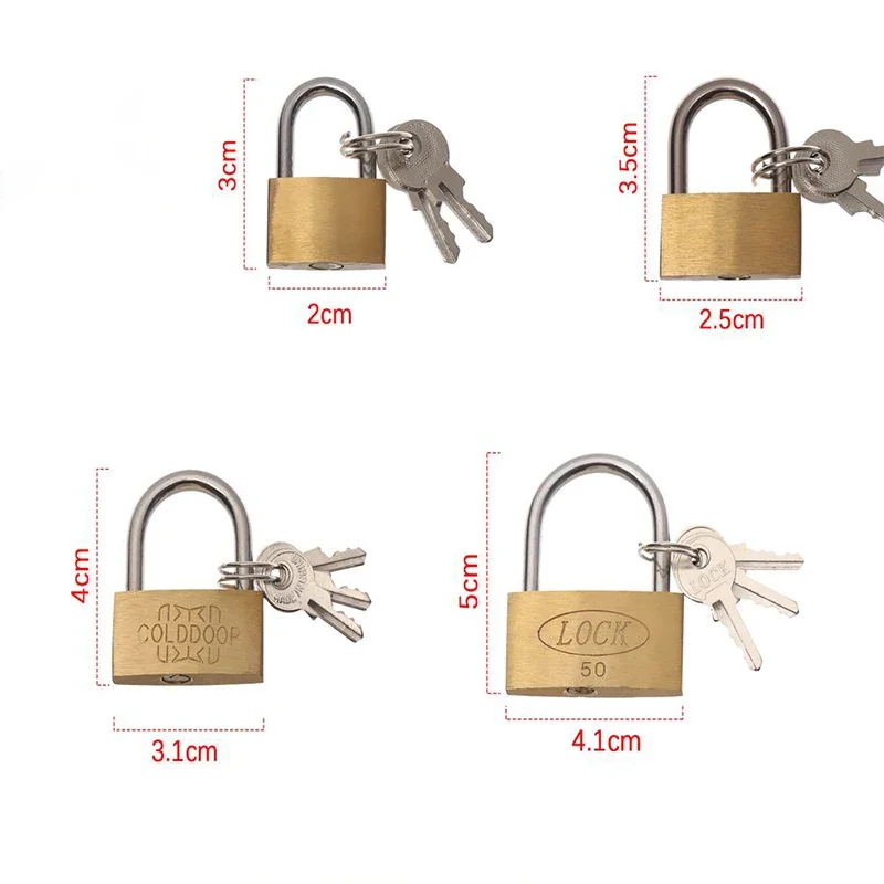 Copper Padlock  Small Locks for Luggage Case Locker Home Improvement Hardware 20mm 25mm 30mm 40mm Include 3 Keys