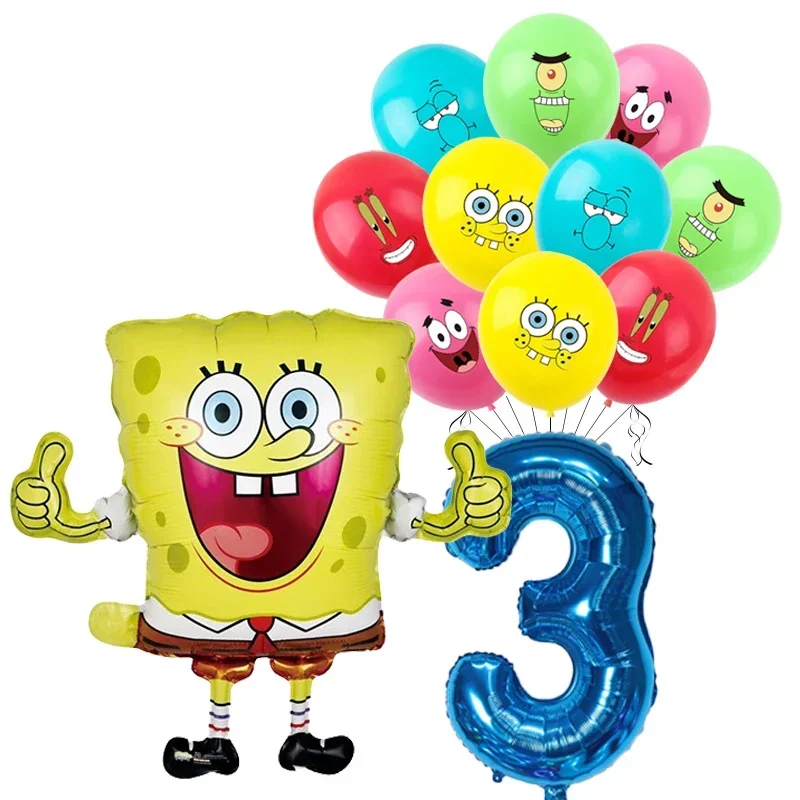 سبونجبوب مجموعة البالون رقم رقائق اللاتكس ، البالون حفلة عيد ميلاد الأطفال ، نجمة باتريك ، لوازم زينة استحمام الطفل
