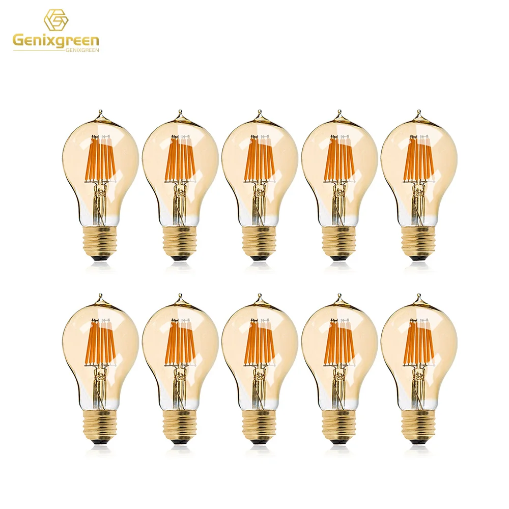 

A19G Victoria Vintage LED Bulb 8W 2200K Gold Tint Globe LED Filament Light Bulbs E26 E27 Base Amber Glass Retro Decorative Lamps