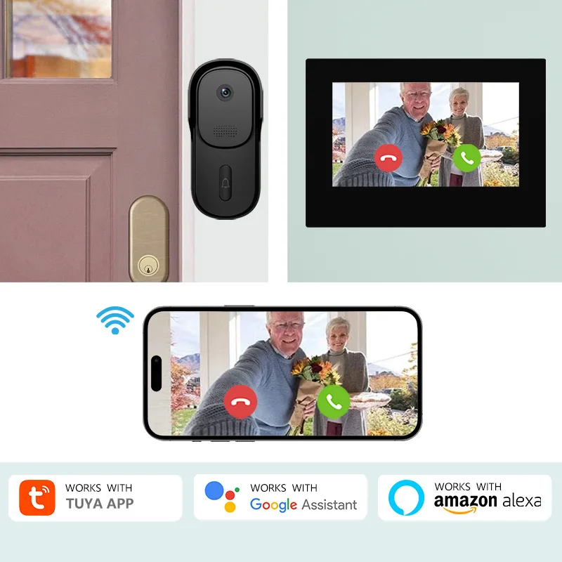 7 Zoll IP-Bildschirm Tuya Fernbedienung WiFi Tür Telefon Gegensprechanlage visuelle Türklingel 120 Grad Home Security Tür Viewer