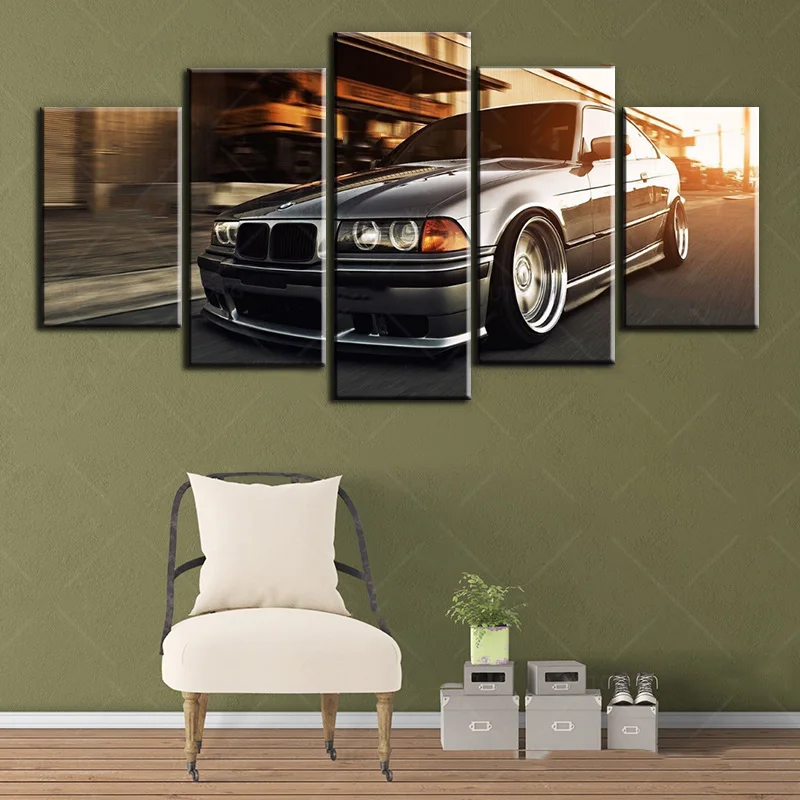 E36 Car Poster Painting 5 Pieces Canvas Art Home Decor Sports Car Wall Picture Prints Interior Mural Living Room Framework