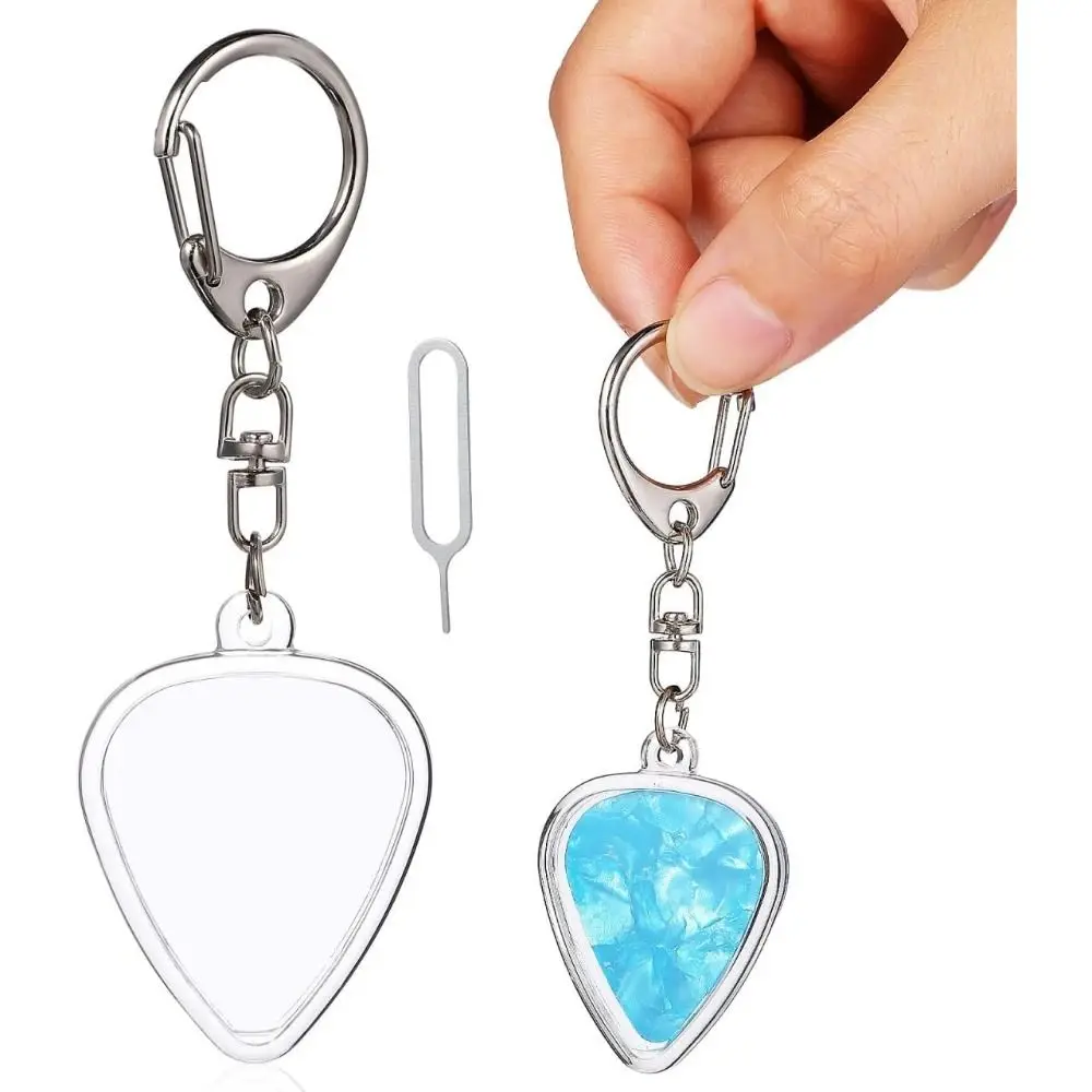 Durable Clear Guitar Pick Holder Heart-Shaped with Keyring Plectrum Storage Box Acrylic Guitar Pick Organizer Guitar