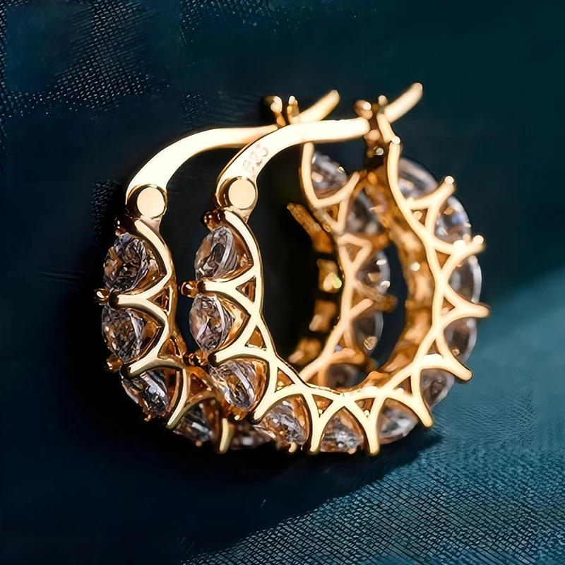 UILZ Classic America U Shape Earrings For Women Girls High Quality Shiny Zircon Ear Accessory Occident Style Jewelry Gifts image 3