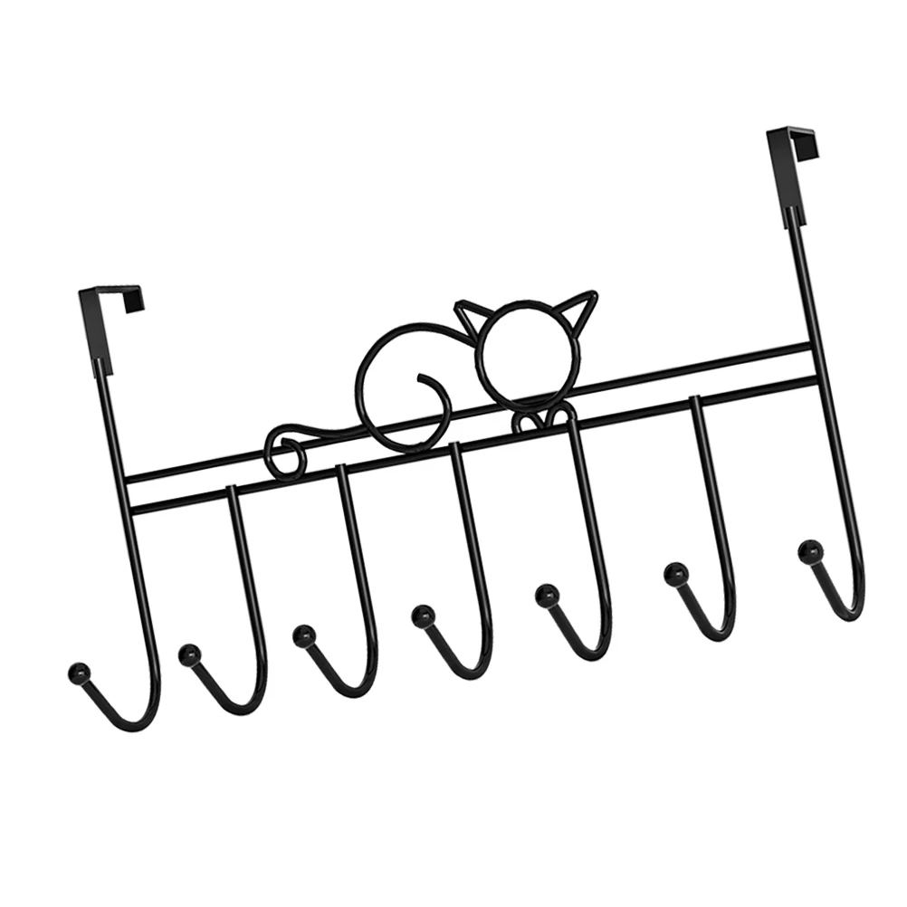 

7 Hooks Wall Mount Coat Rack Iron Hanger Black Color Easy Install Living Room Office Storage Solution Towel Hooks Clothes