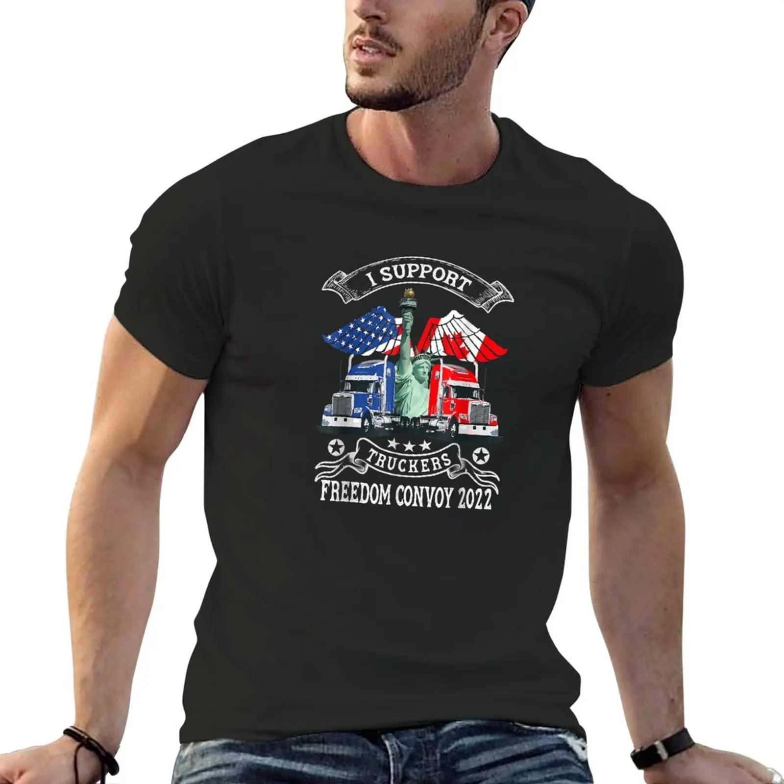 I Support Truckers Freedom Convoy 2022 T- T-Shirt t shirt man animal print shirt for boys Tee shirt mens funny t shirts