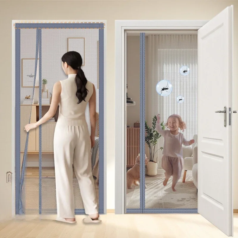 Invisible Single Opening Magnetic Door Curtain Encrypted Mesh To Isolate Mosquitoe and Insect Universal Breathable Mesh Curtain