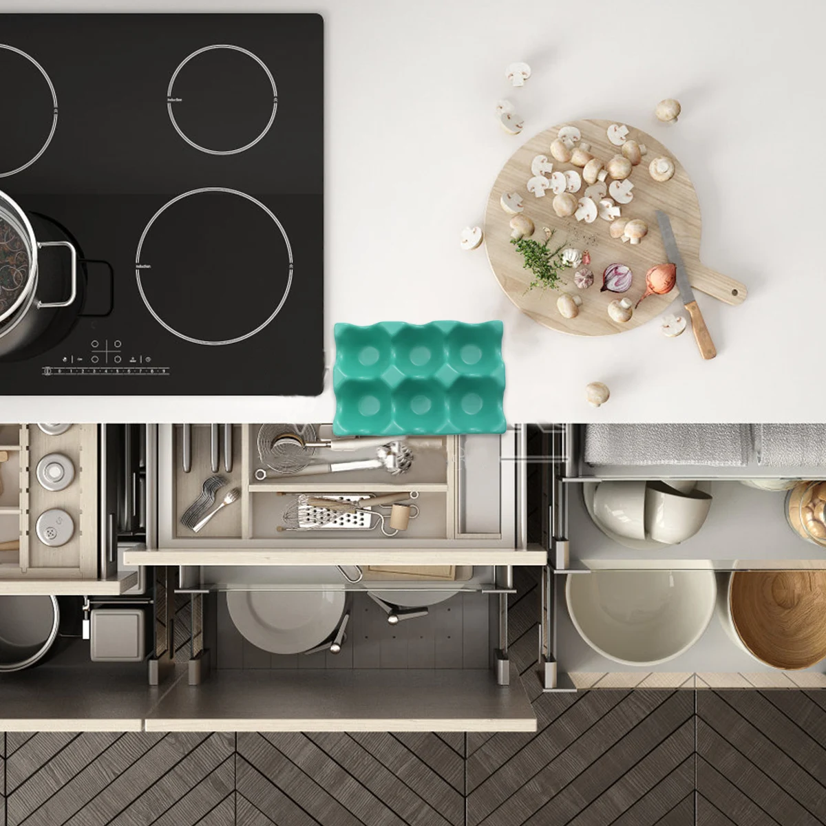 

Ceramic Holder 6 Grids Refrigerator Tray Anti Fresh ganized Kitchen Storage Container Home Practical