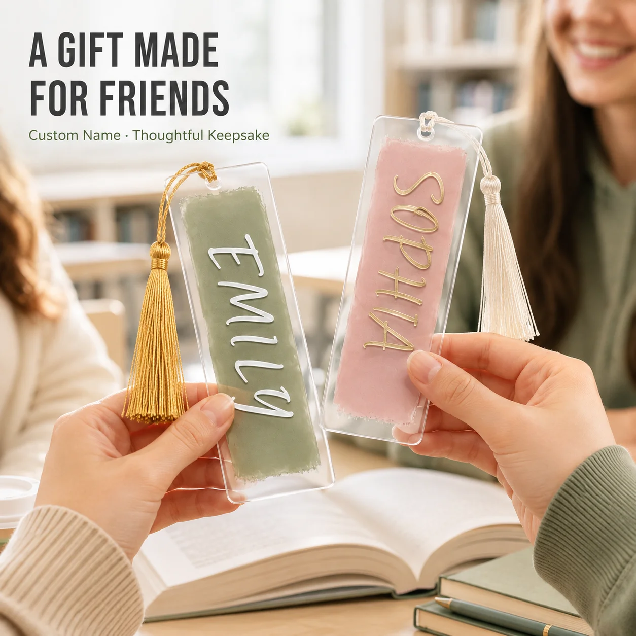 Personalized Bookmark With Custom Name Acrylic Bookmark With Tassel Reading Page Marker Back to School Gift for Students Friends