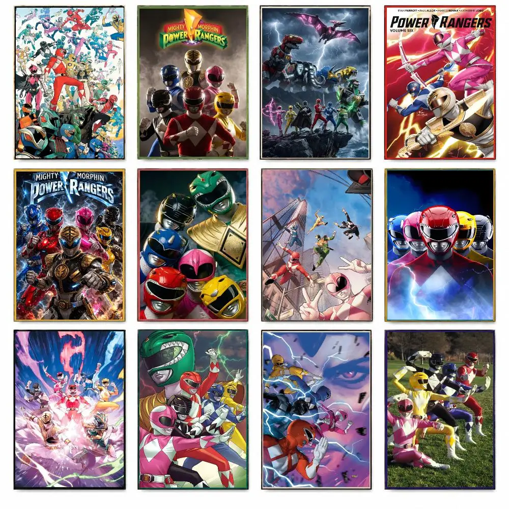 Animation Superhero M-Mighty Morphin Power Rangers Poster HD Print Wall Art Bedroom Dorm Office Gaming Room Cafe Gifts