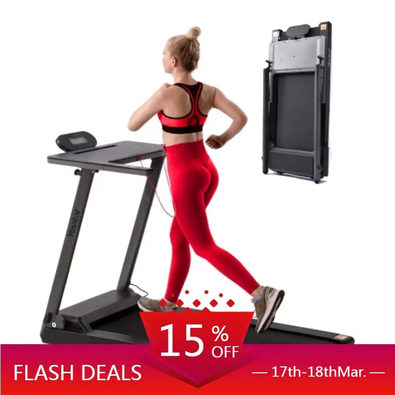 

STLF SHULI Electric Folding Gym Fitness Equipment LED Display Office Desk Foldable Treadmill with Heart Rate Sensor