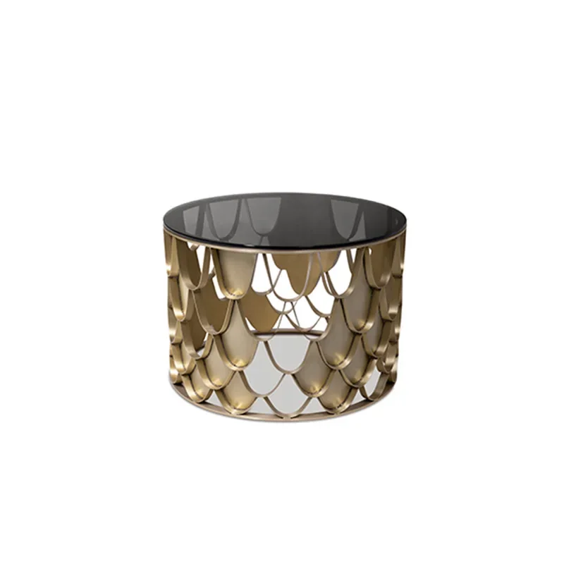 Living room simple fish scale creative designer, marble sample room glass coffee table