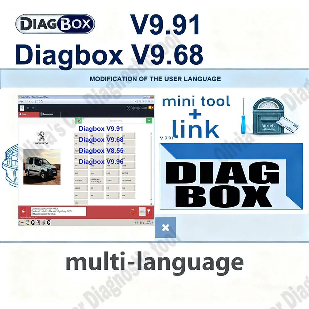 

Diagbox V9.91/V9.68/V8.55/V9.96 obd2 scanner Car diagnostic software with PP2000 Le-xia3 For European and American car models