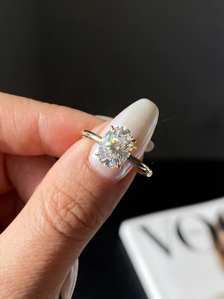 1-2 Carat Brilliant Oval Moissanite Diamond Engagement Wedding Rings for Women 925 Sterling Silver Fine Jewelry view 3