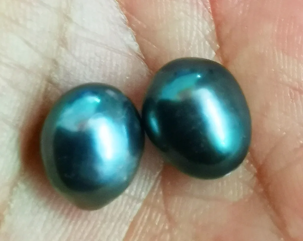 Pair of  7x9mm Natural South Sea Genuine Drop Loose Pearl Half Drilled 13669 Jewelry