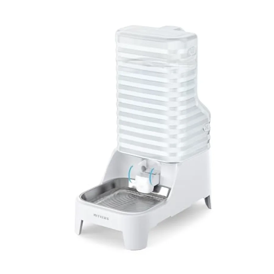 

Автоматический дозатор воды для собак с запатентованным краном - большой гравитационный дозатор воды для кошек с фильтром и регулируемым основанием, широкое горлышко