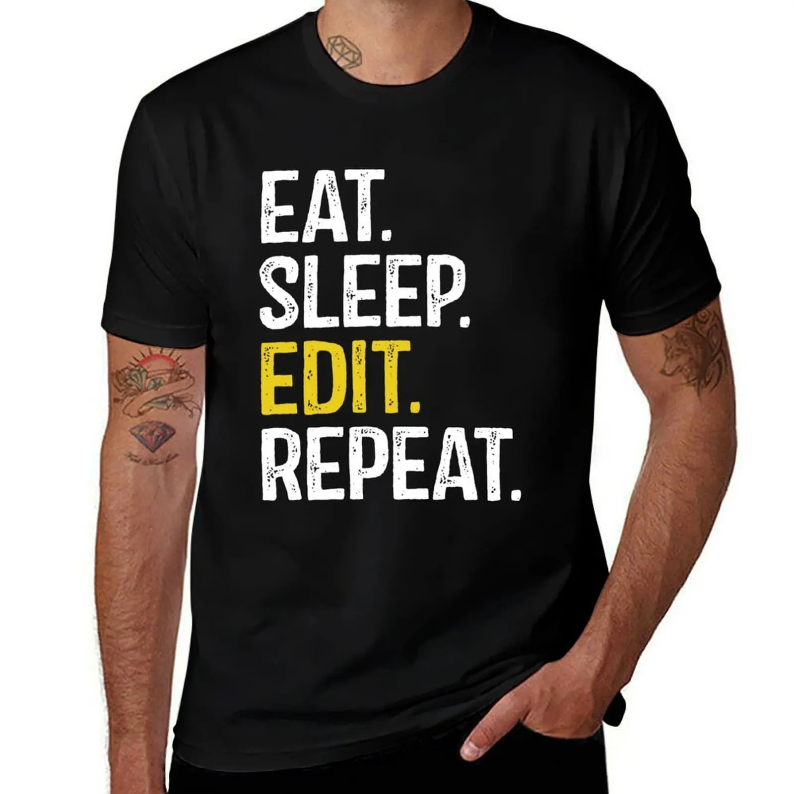 

Sleep Repeat Eat Edit T-Shirt Work Utility Casual Tee Shirt