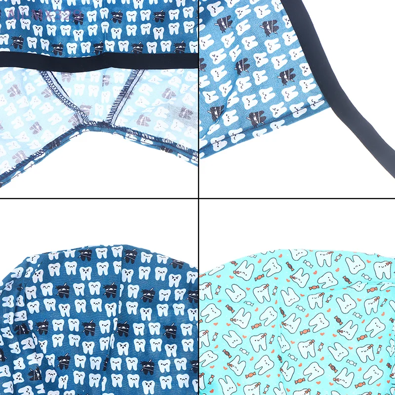 🎄 الكرتون المطبوعة فرك قبعة لعيادة الأسنان طبيب غرفة العمليات غطاء رأس التمريض للجنسين طبيب الأسنان مختبر قبعة جراحية