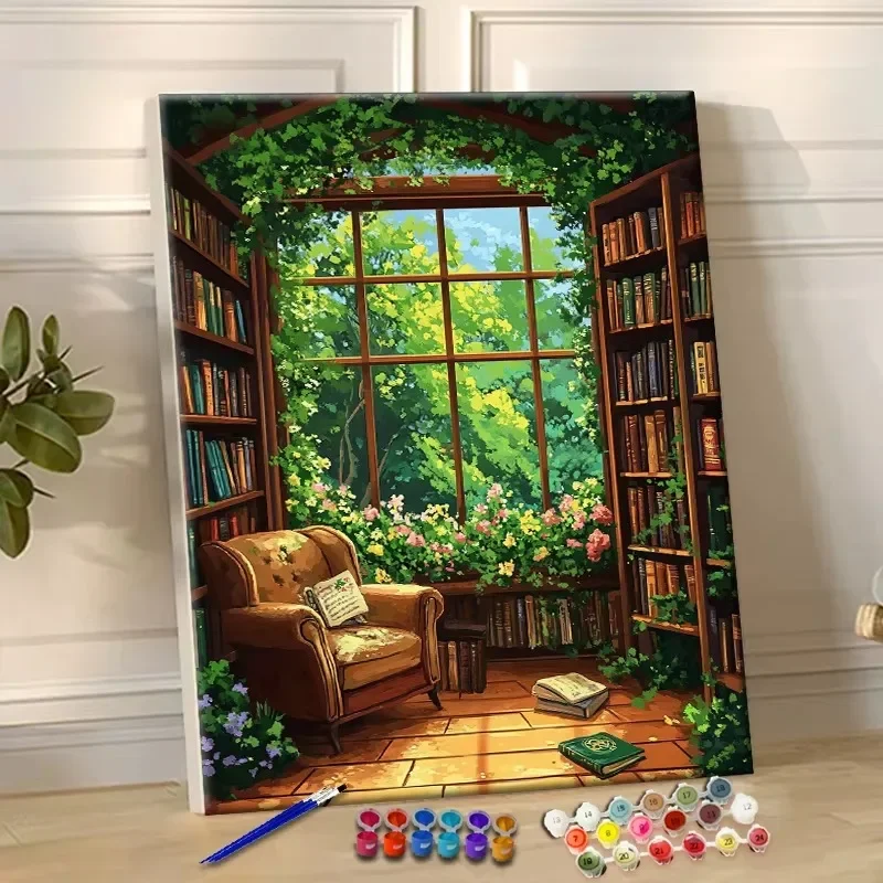 Painting By Numbers The Quiet Library Acrylic Paint Canvas Portrait Family Photo Christmas Gifts