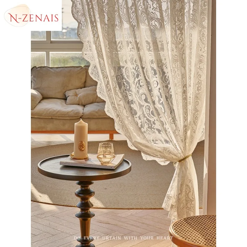 

Custom Size！！French Elegant Haute Luxury Lace Light-transmitting Fashion Curtains for Living Dining Room Bedroom Decor Window